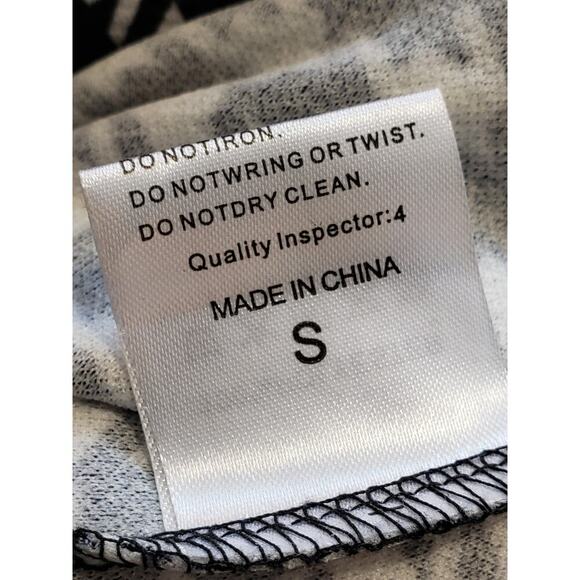 Women's Trouser Pants Small White Black Houndstooth Wide Leg Criss Cross Detail - Picture 3 of 8